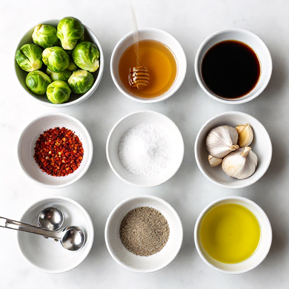 Raw ingredients for Air Fryer Brussels Sprouts