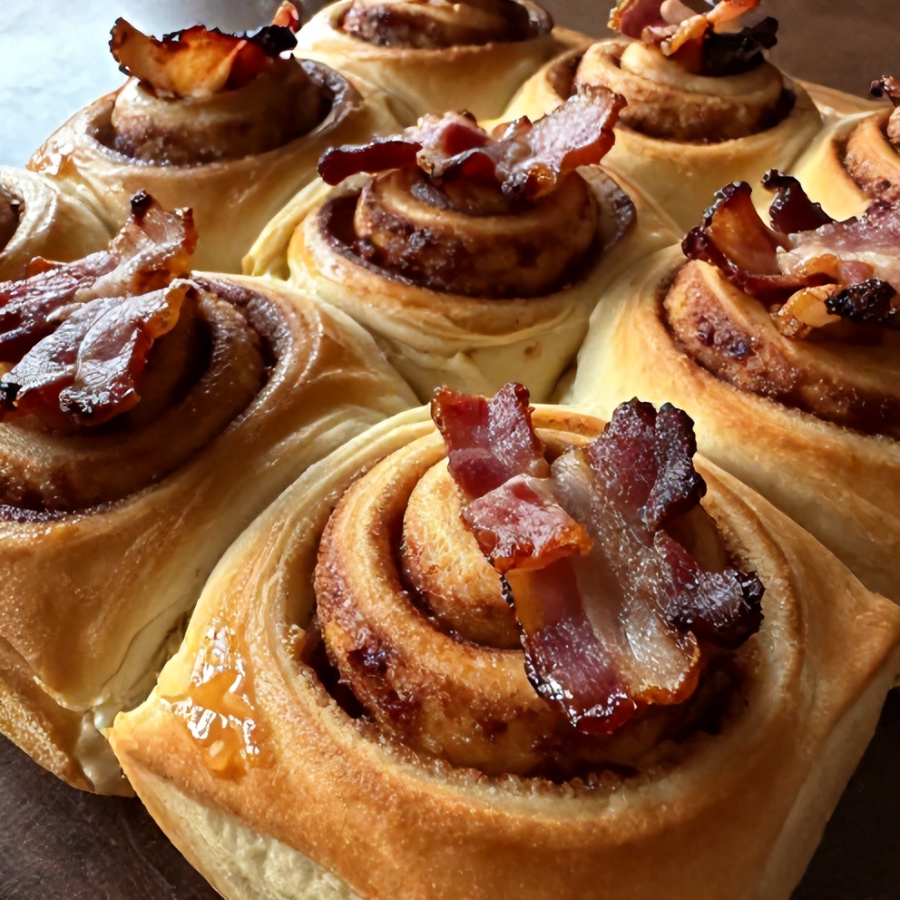 bourbon maple bacon cinnamon rolls