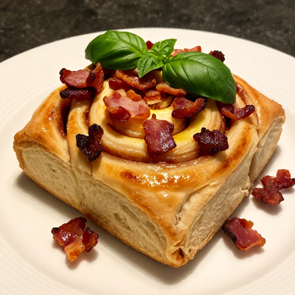 Plated Bourbon Maple Bacon Cinnamon Rolls