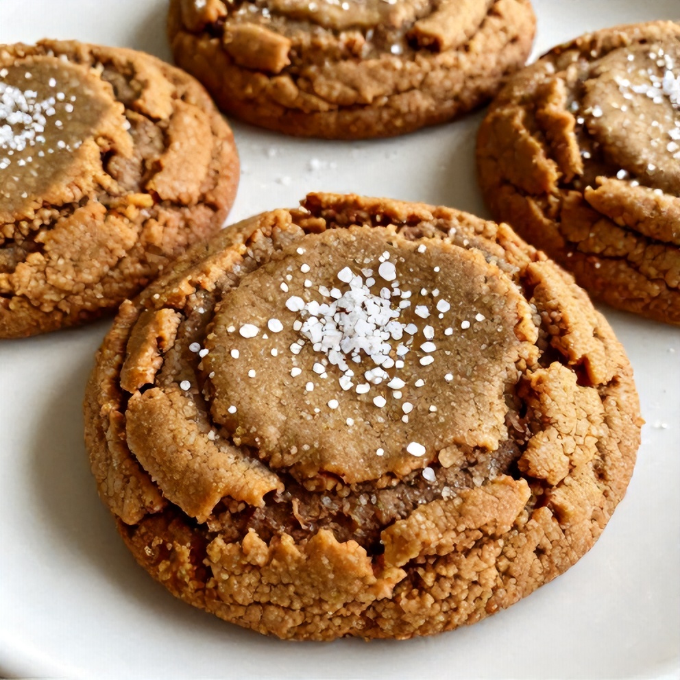 Plated Brown Butter Coffee Toffee Cookies with Sea Salt Topping