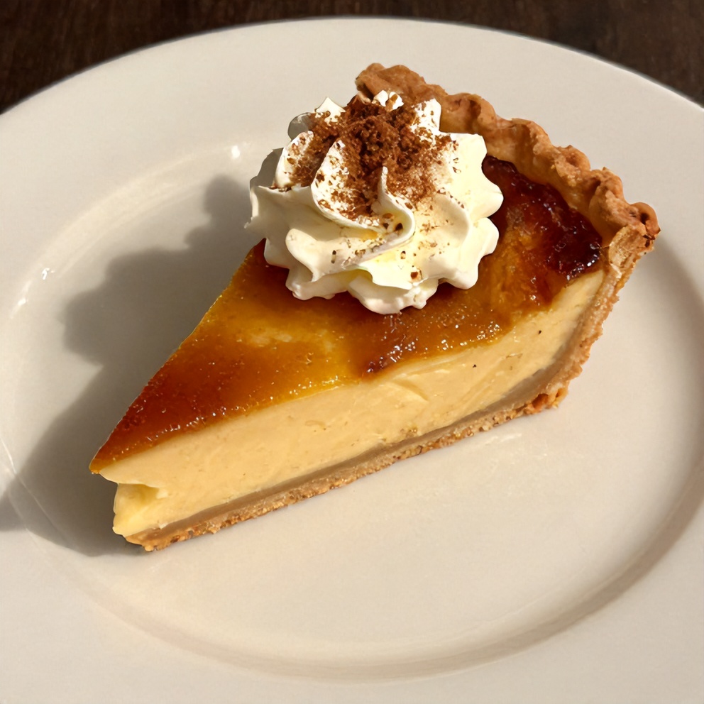 Sliced Burnt Honey Pie on a Plate