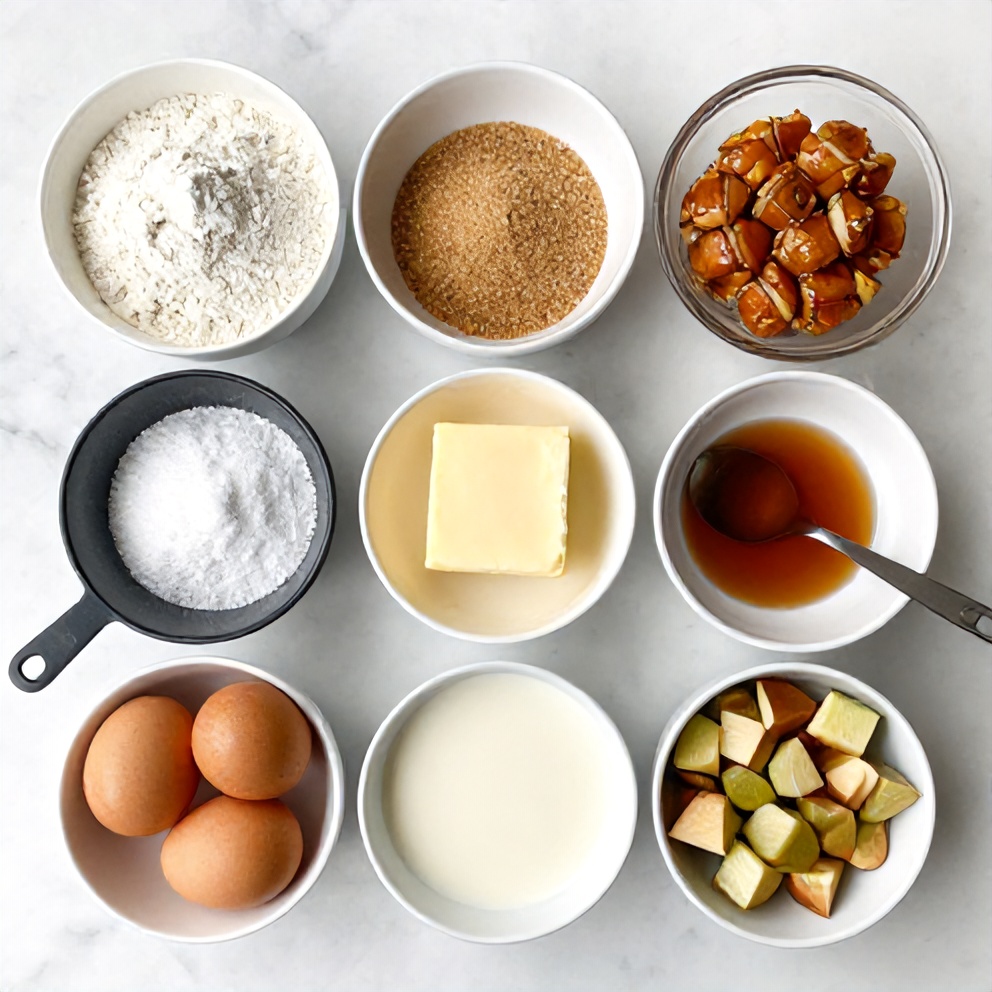 Raw Ingredients for Caramelized Rhubarb Muffins