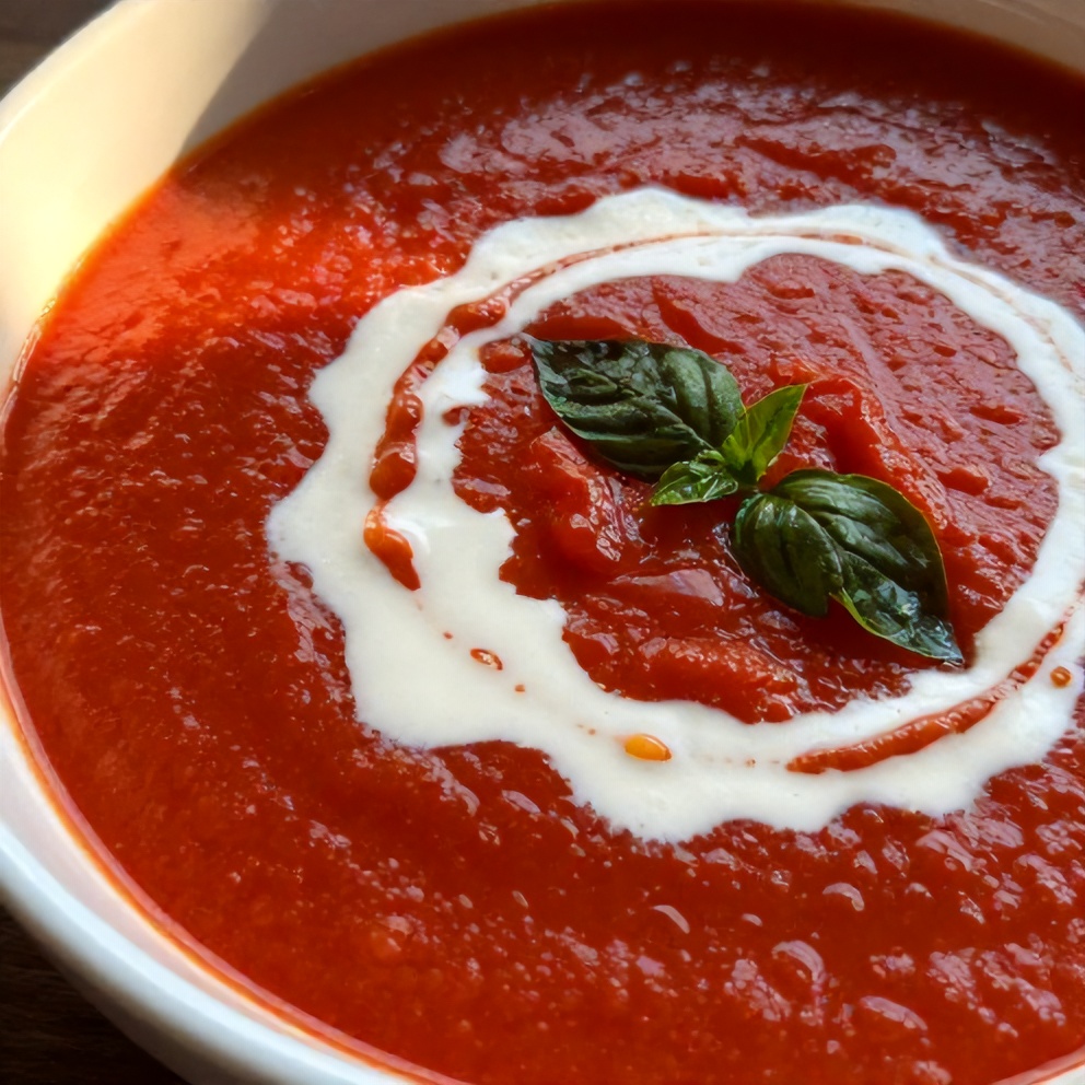 Chilled Roasted Tomato Basil Soup