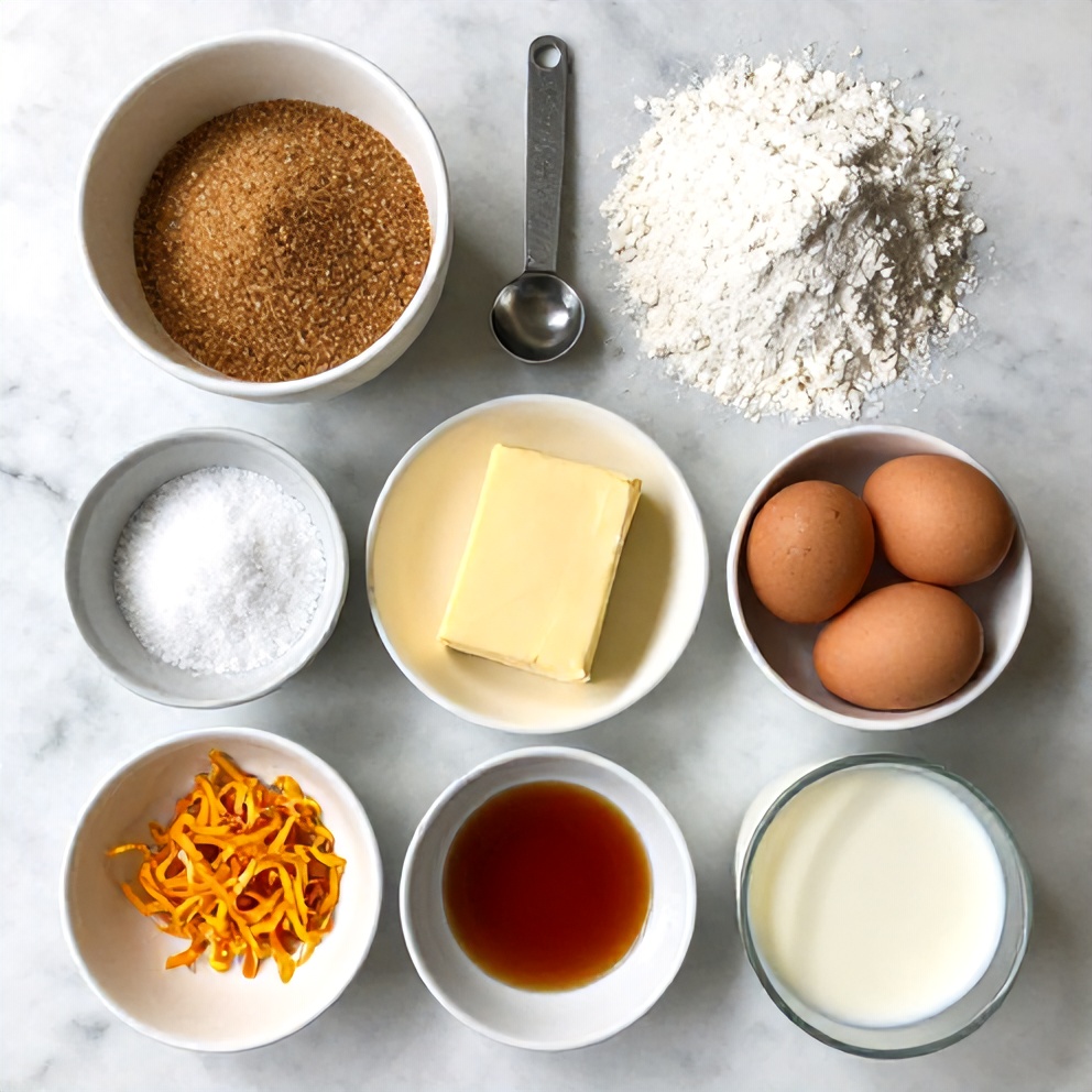 Brown Sugar Chai Cake Ingredients Flat Lay