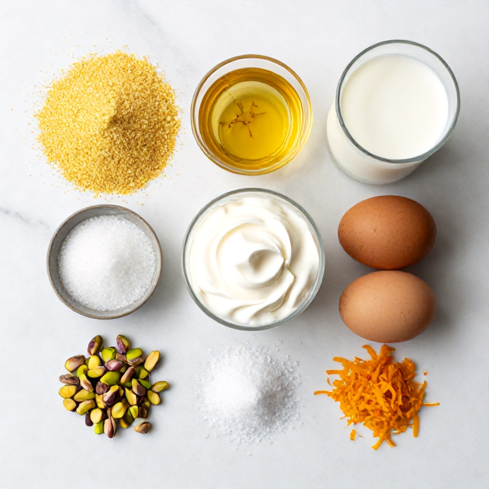 Raw ingredients for Orange Blossom Semolina Pudding