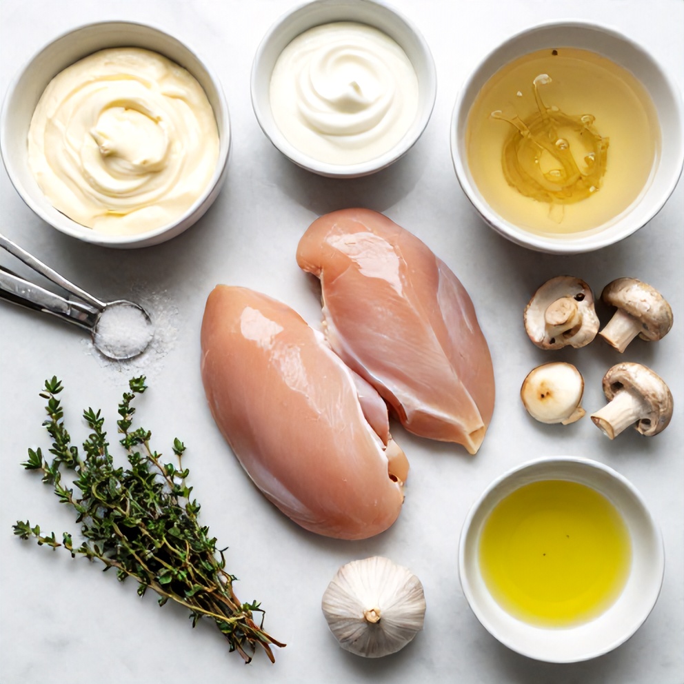 Raw ingredients for Creamy Boursin Chicken