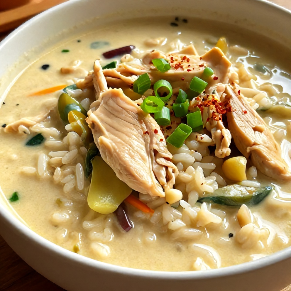 creamy coconut chicken brothy rice