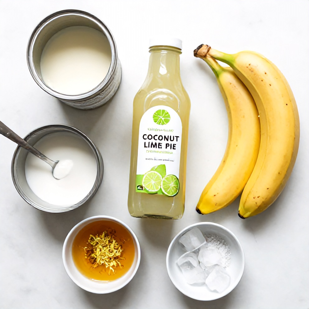 Raw ingredients for Coconut Key Lime Pie Smoothie