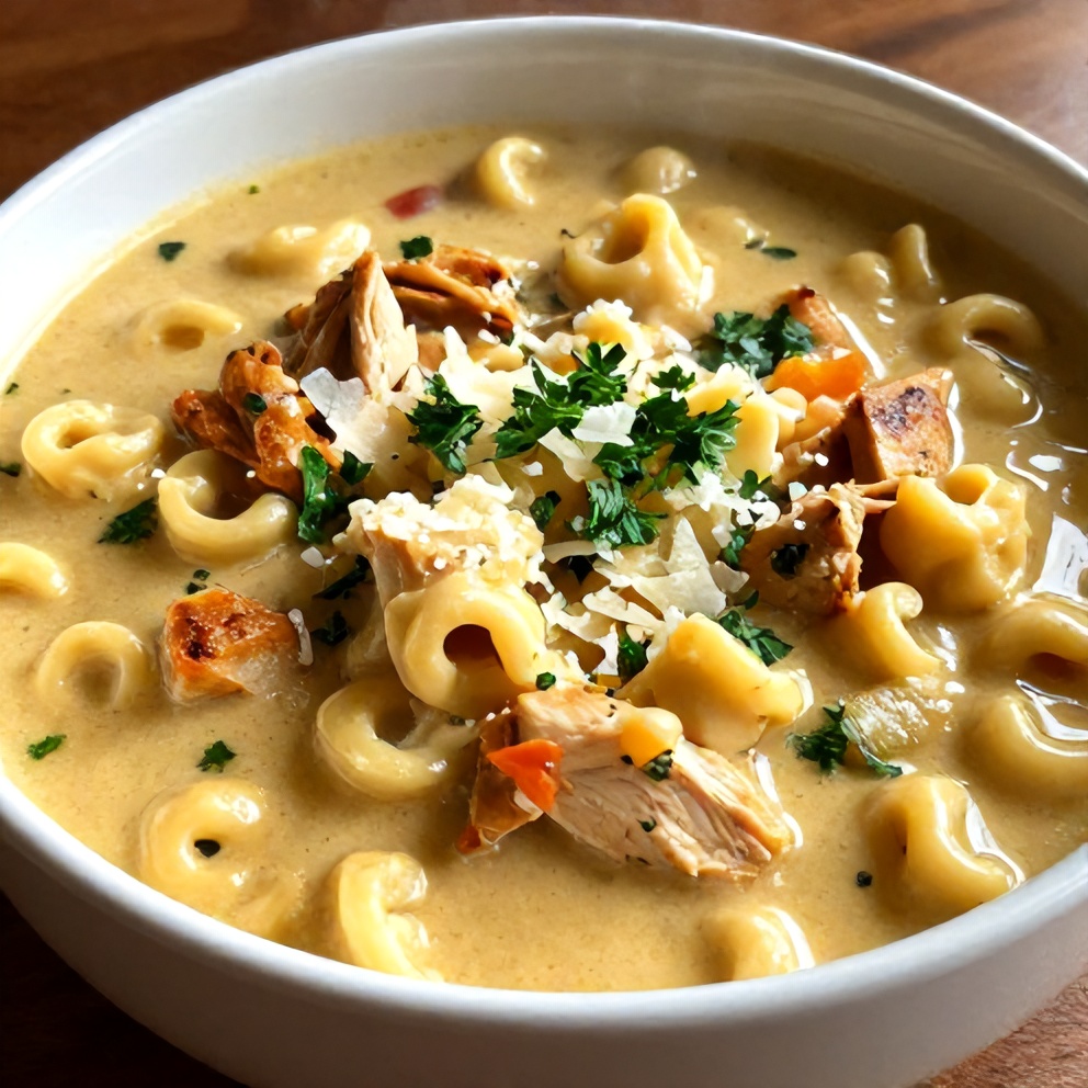 Creamy Crock Pot Chicken Parmesan Soup with Tortellini