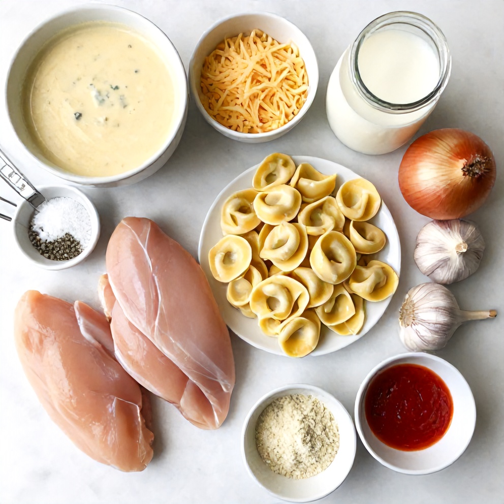 Creamy Crockpot Chicken Tortellini Ingredients