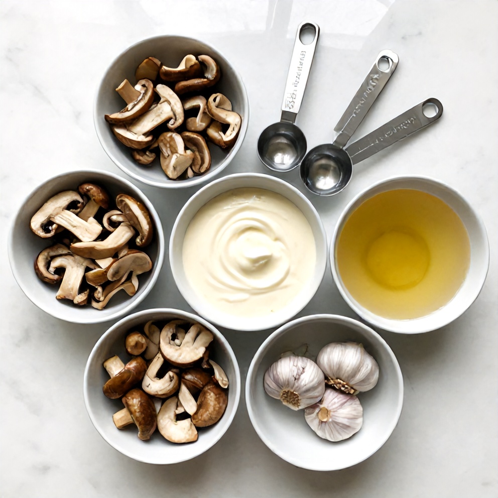 Raw Ingredients for Creamy Gorgonzola Truffle Mushroom Sauce