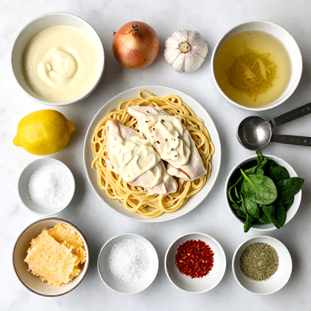Creamy Lemon Chicken Pasta Bake Ingredients