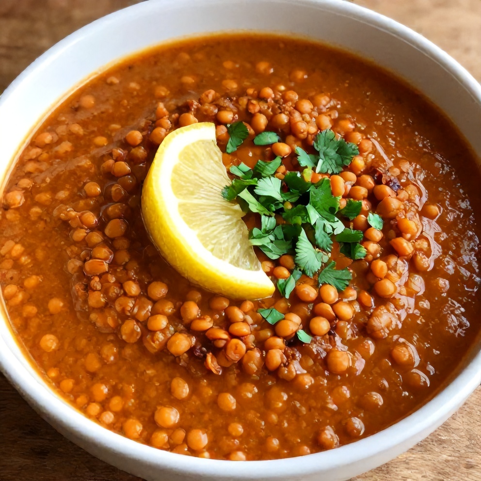 Creamy Moroccan Harissa Lentil Soup Final Dish