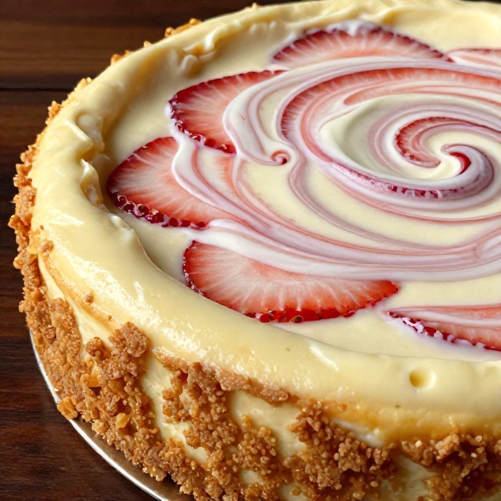 Creamy Strawberry Swirl Cheesecake