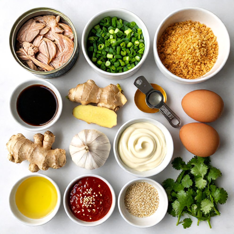 Raw ingredients for Crispy Asian Tuna Cakes