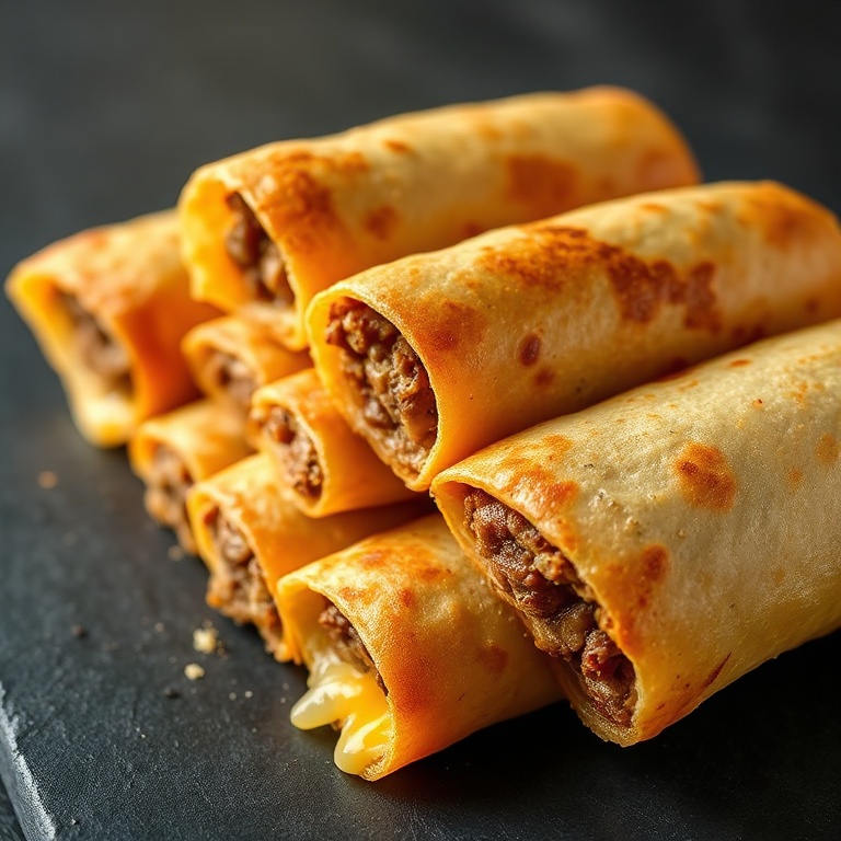 crispy beef cheese chimichangas