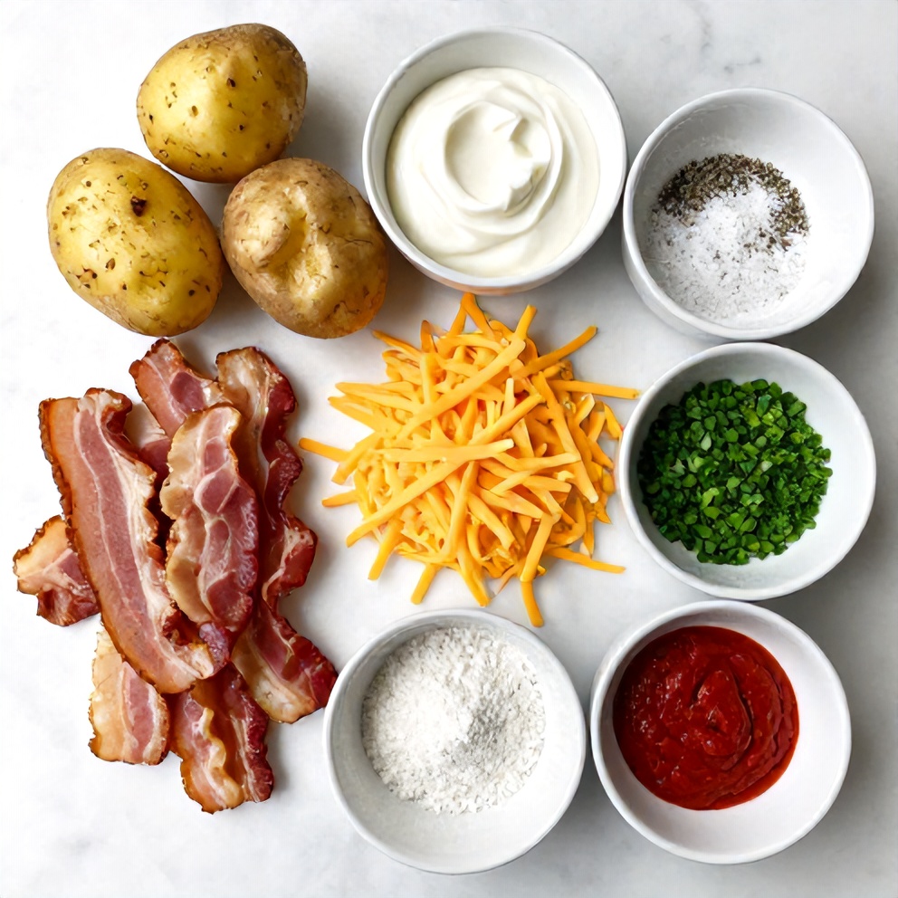 Raw Ingredients for Cheesy Potato Skins