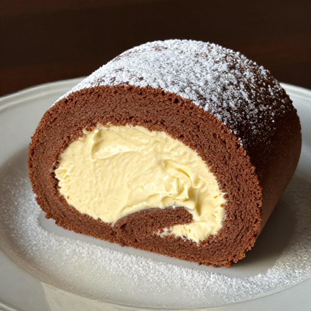 Chocolate Rolls with Creamy Vanilla Filling