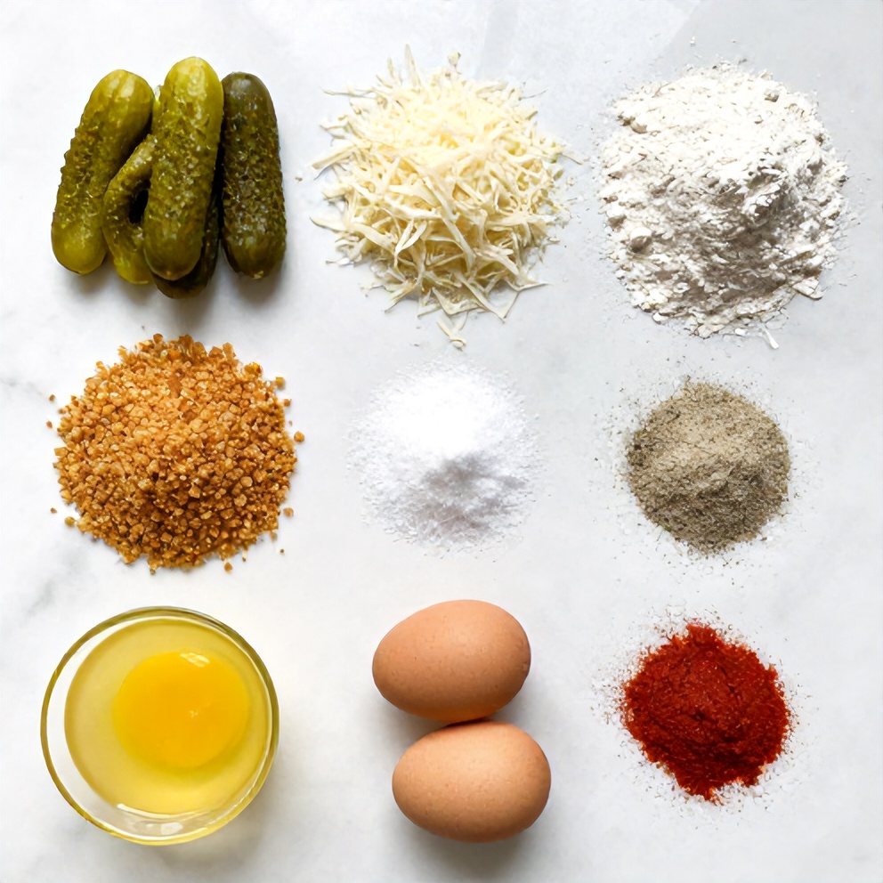 Raw ingredients for Crispy Dill Pickle Parmesan Chicken