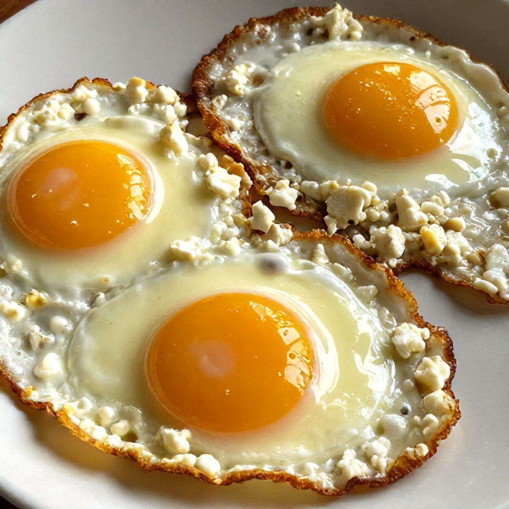 crispy feta fried eggs