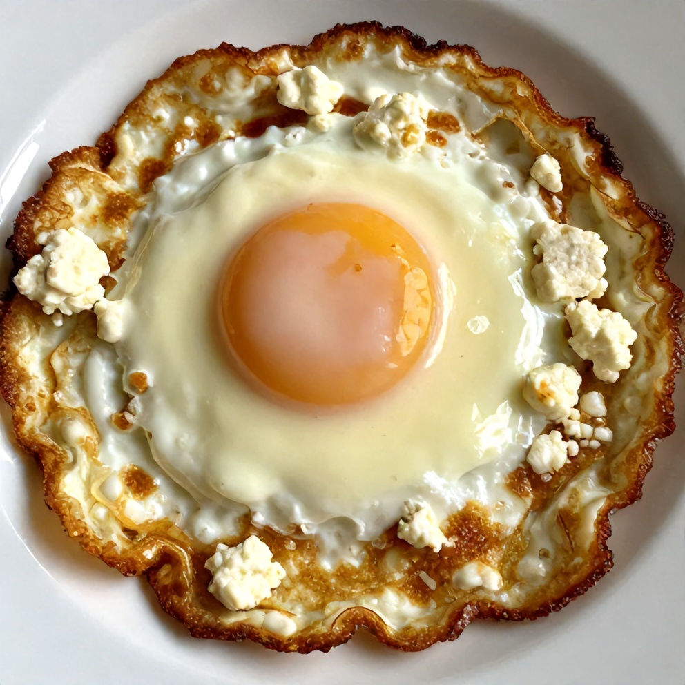 crispy feta fried eggs