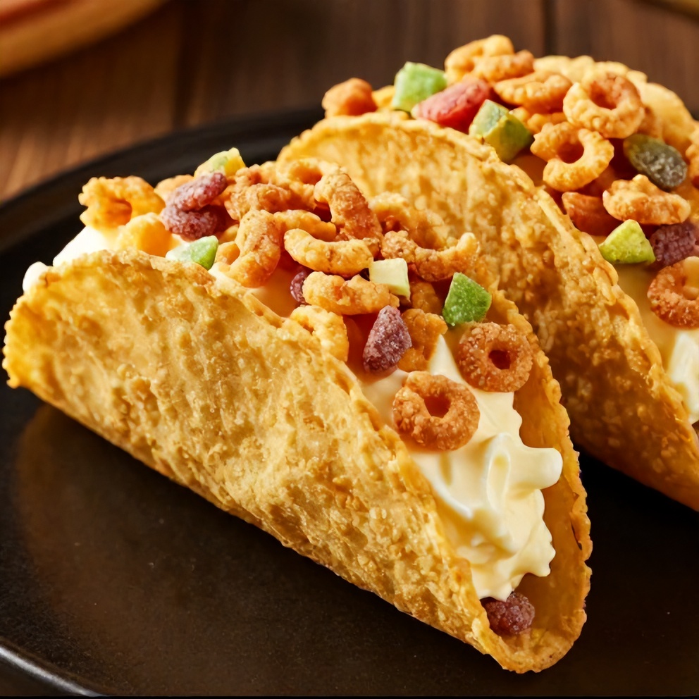 Fruity Pebbles Cheesecake Tacos