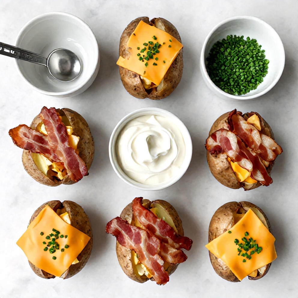 Raw ingredients for crispy loaded baked potatoes