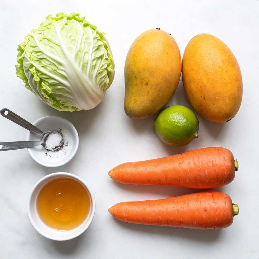 Raw Ingredients for Crispy Mango Slaw