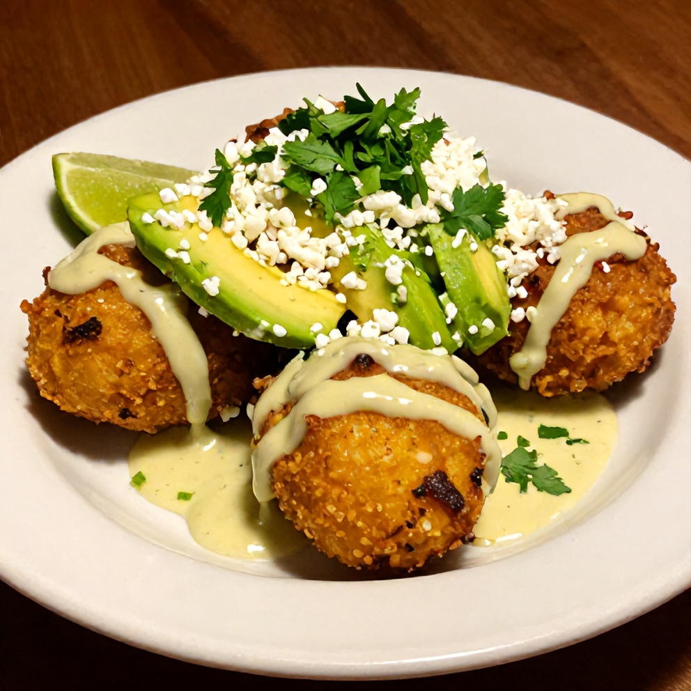 Mexican street corn fritters with spicy lime sauce