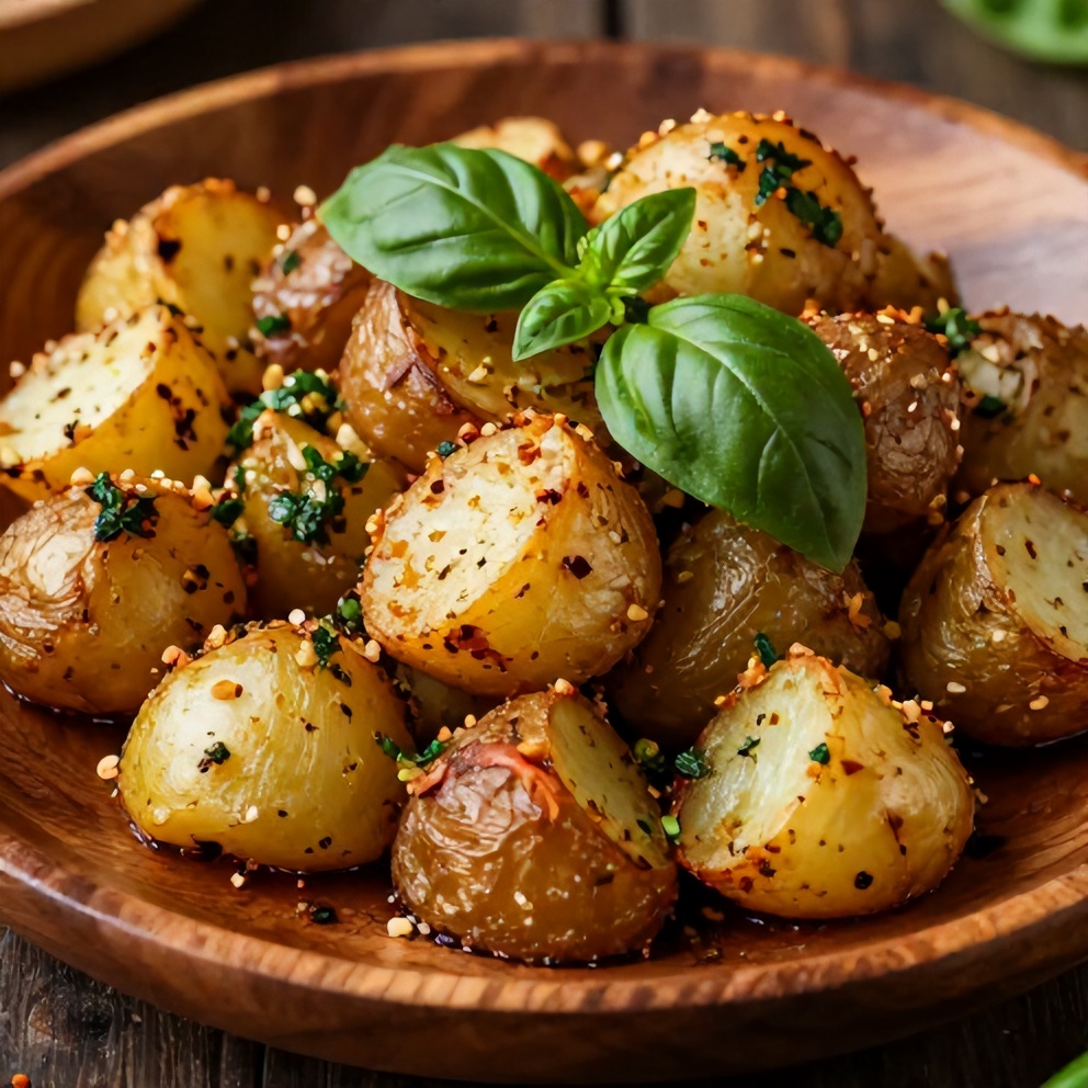 Crispy Parmesan Pesto Roasted Potatoes