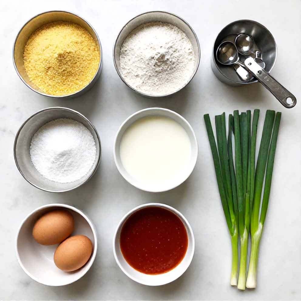 Hushpuppies ingredients on a marble counter