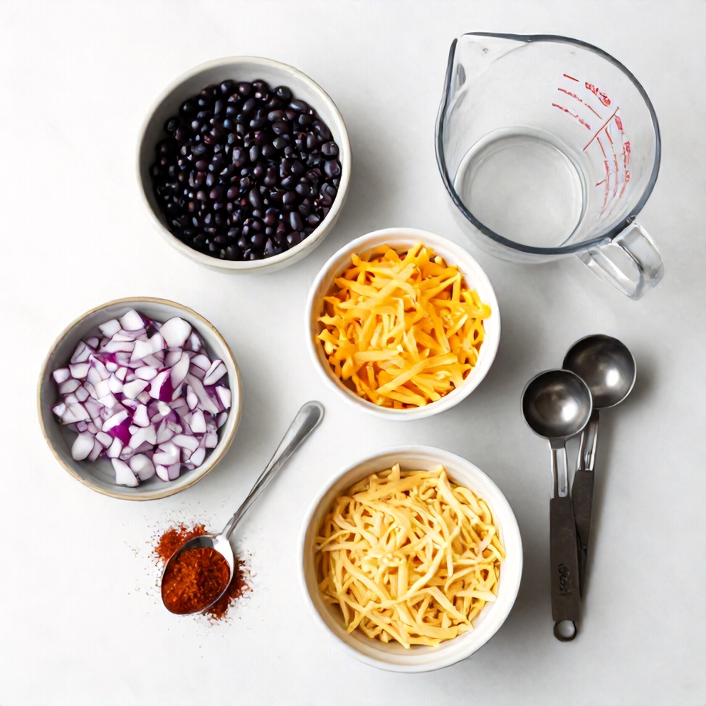 Raw ingredients for Crispy Southwest Egg Rolls with Black Beans and Cheese