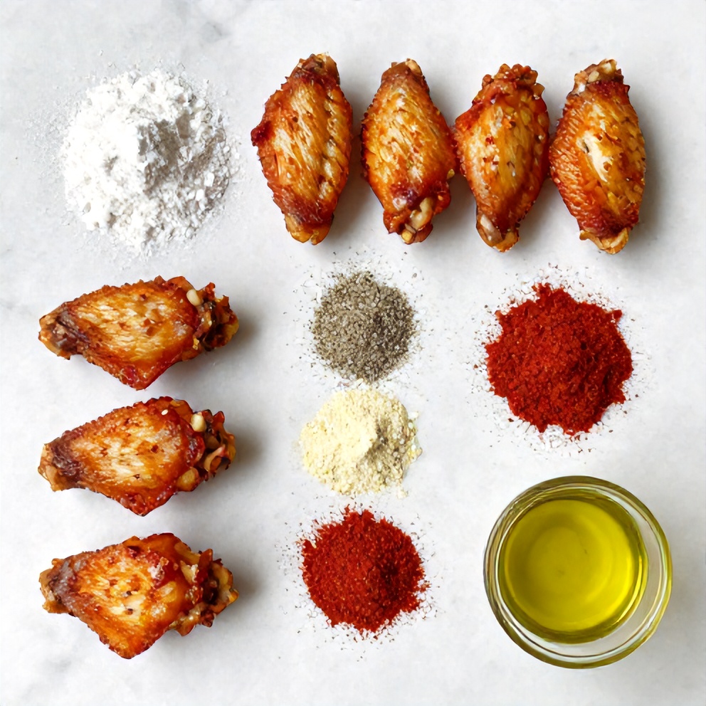 Raw Ingredients for Crispy Spicy Oven Baked Chicken Wings
