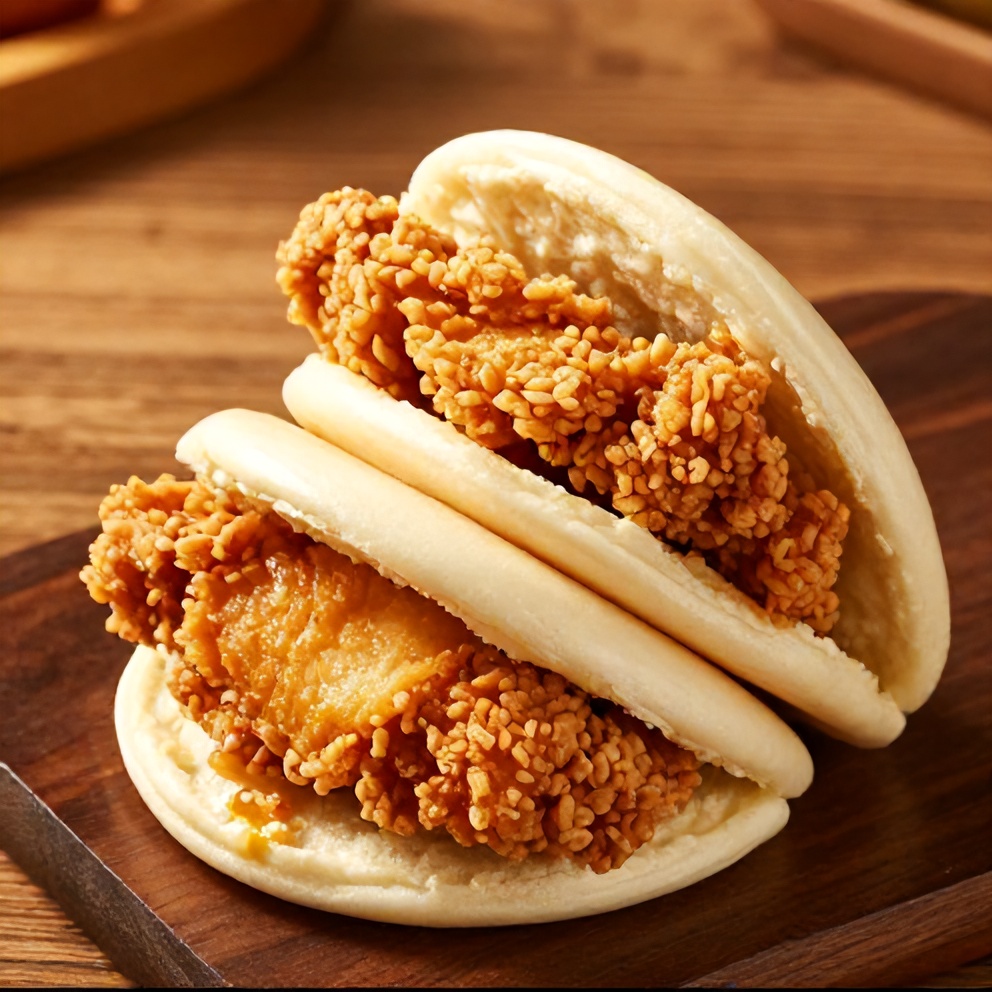Crispy Sticky Chicken Bao Buns