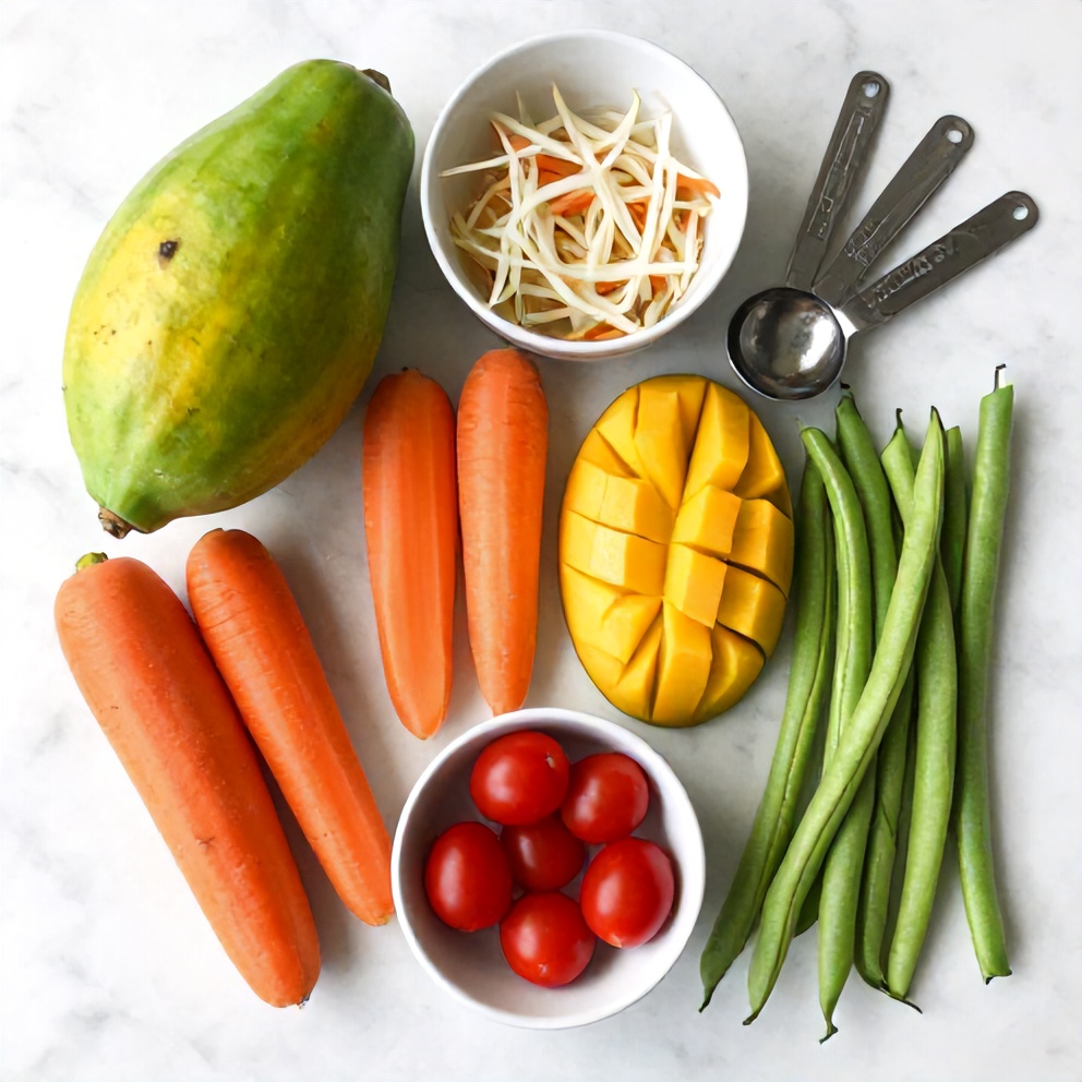 Thai Mango Green Papaya Salad Ingredients