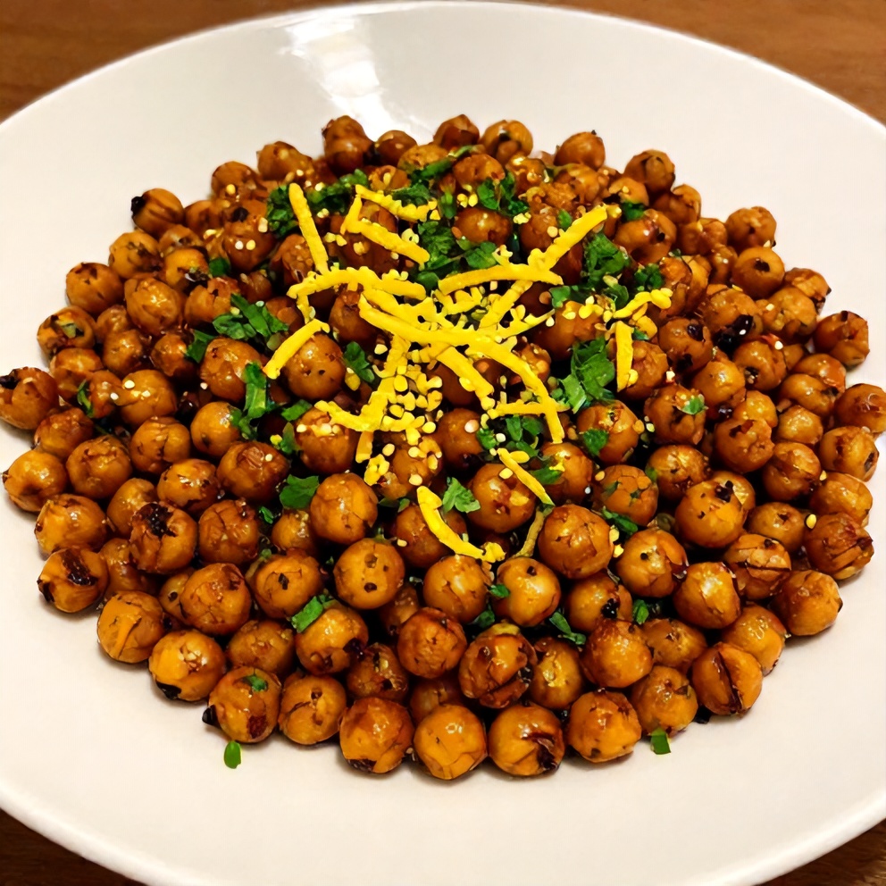 Plated serving of Crispy Za’atar Roasted Chickpeas