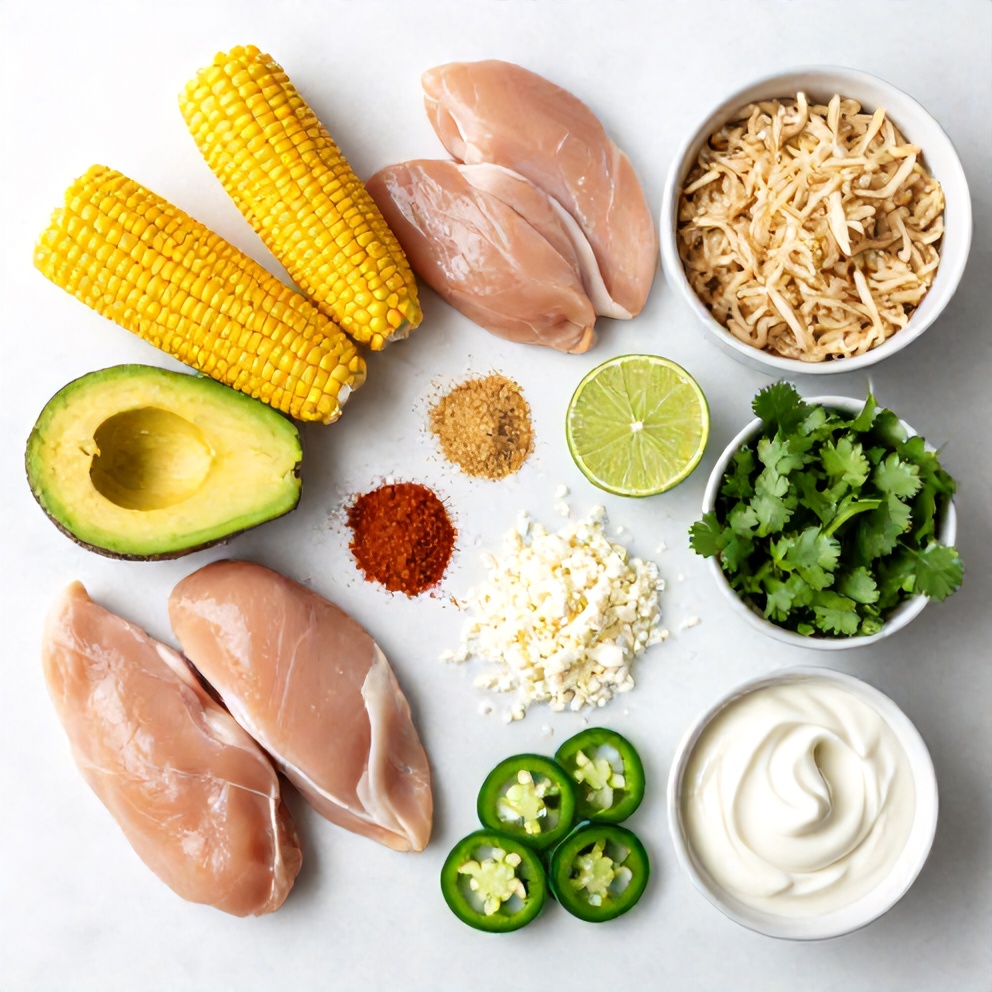 Raw Ingredients for Street Corn Chicken Bowl