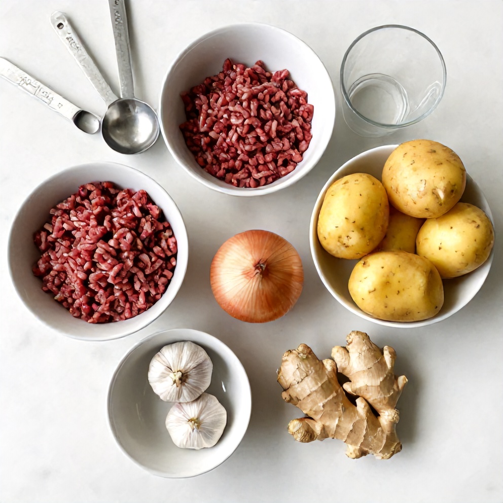 Raw Ingredients for Easy Aloo Keema Recipe