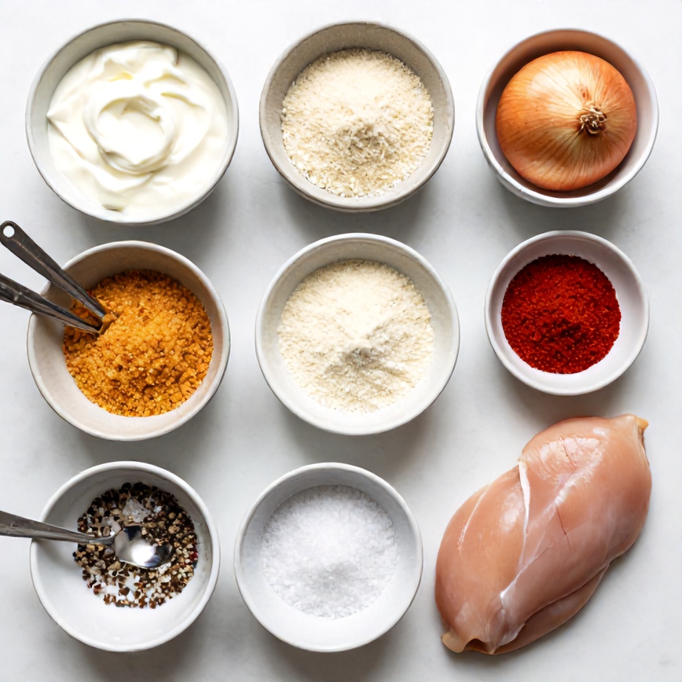 Raw ingredients for sour cream and onion chicken