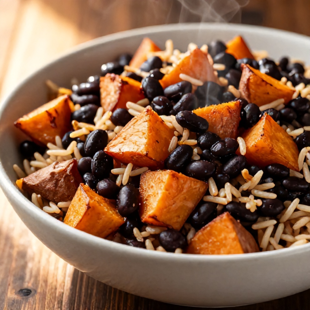 Easy Cajun Sweet Potato Rice Bowl
