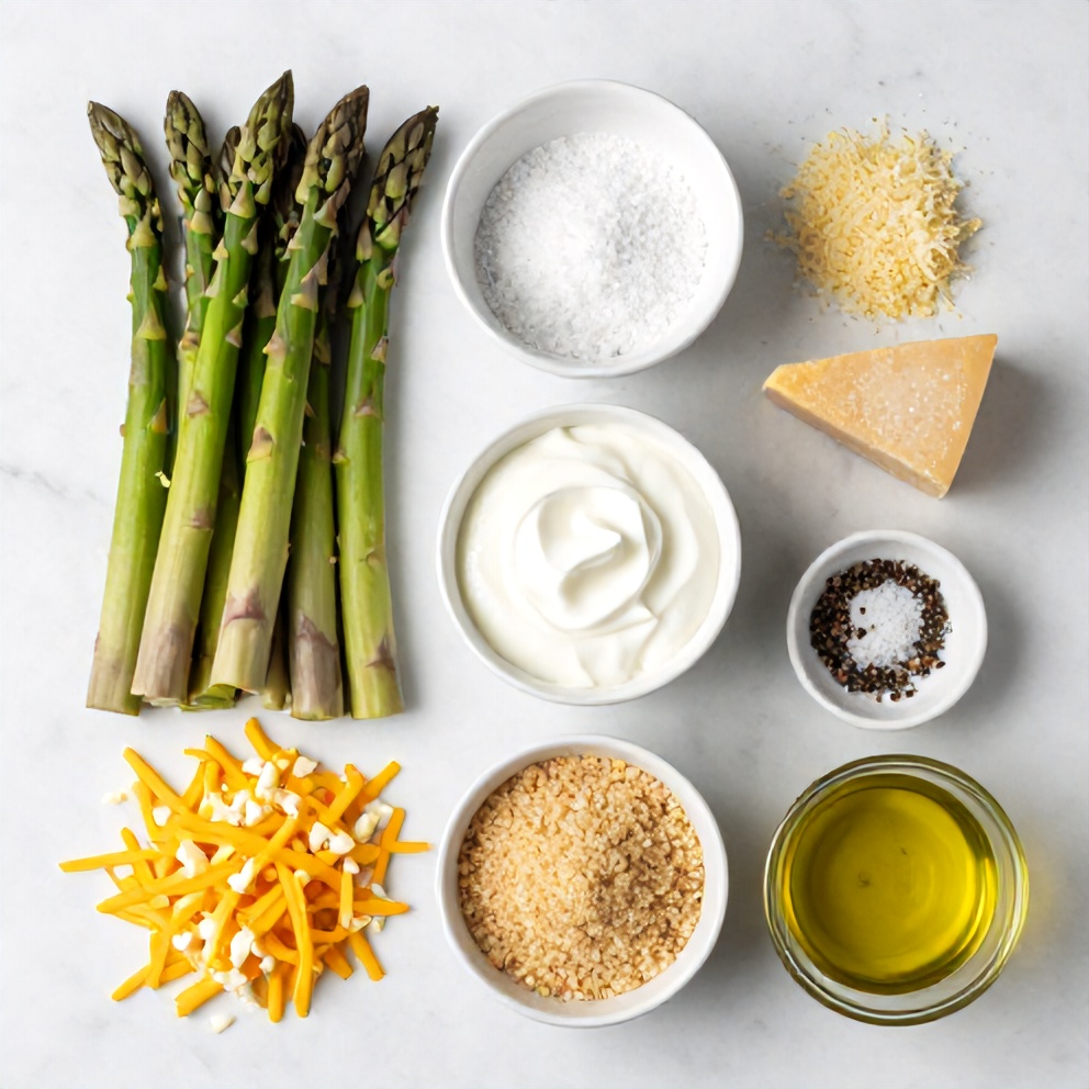Raw Ingredients for Cheesy Asparagus Casserole
