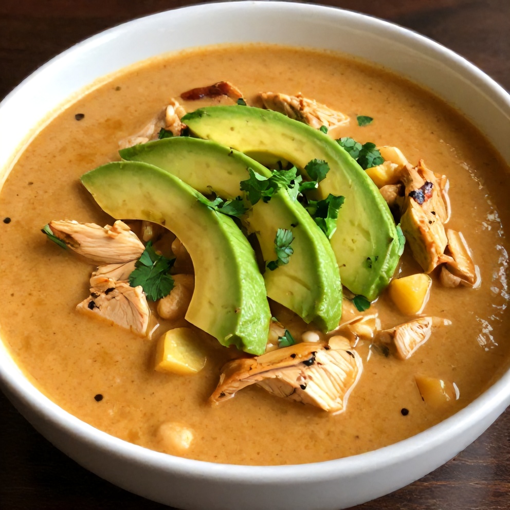 Chicken Enchilada Soup with Avocado