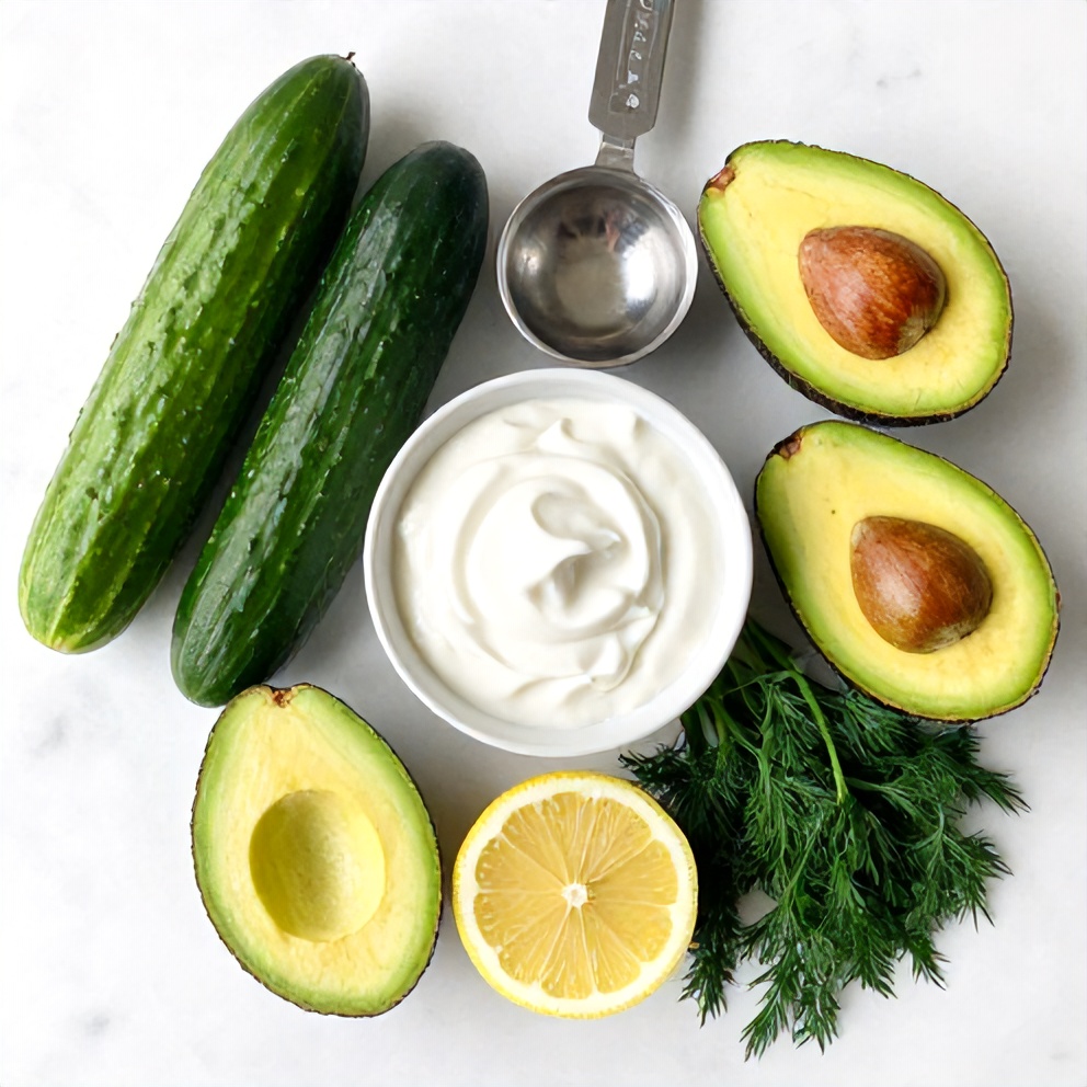 Raw Ingredients for Cucumber Avocado Soup