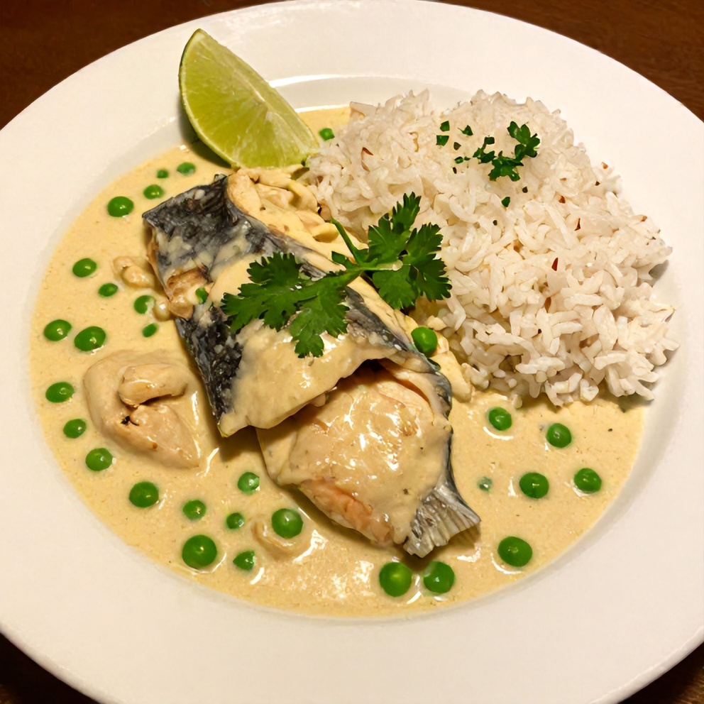 Coconut Lime Fish Curry with Jasmine Rice