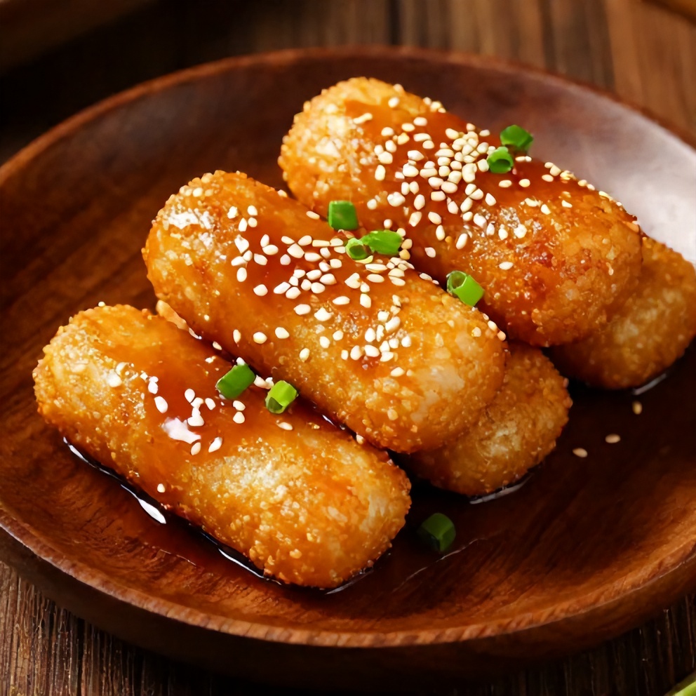 Crispy Sweet Soy Butter Korean Rice Cakes Close-Up