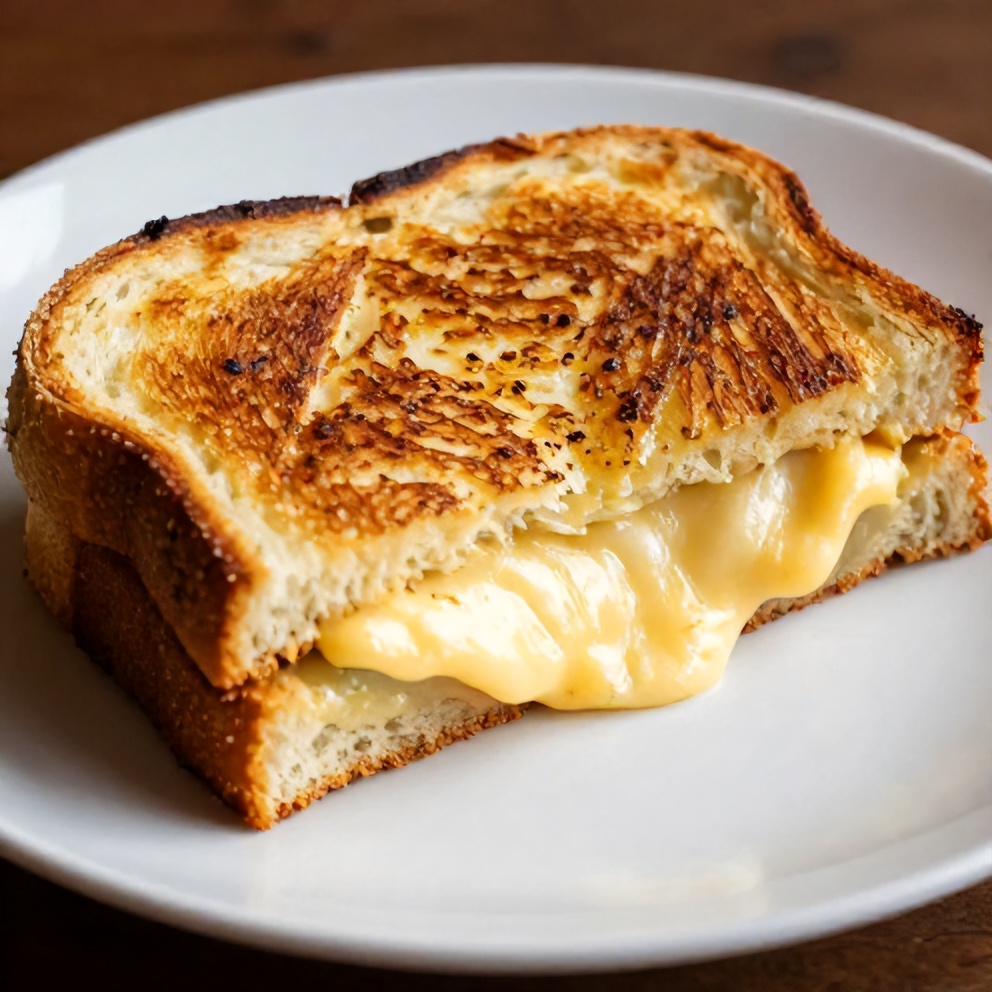 Garlic Bread Grilled Cheese Sandwich Close Up