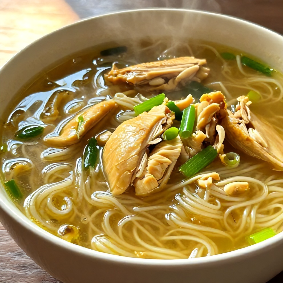 Easy Ginger Scallion Chicken Noodle Soup