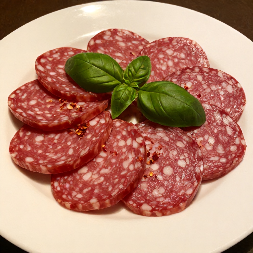 Sliced Easy Homemade Vegan Salami on a plate
