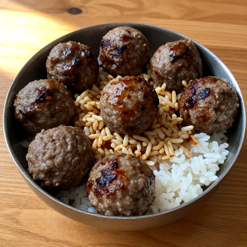 Korean BBQ Meatball Rice Bowls