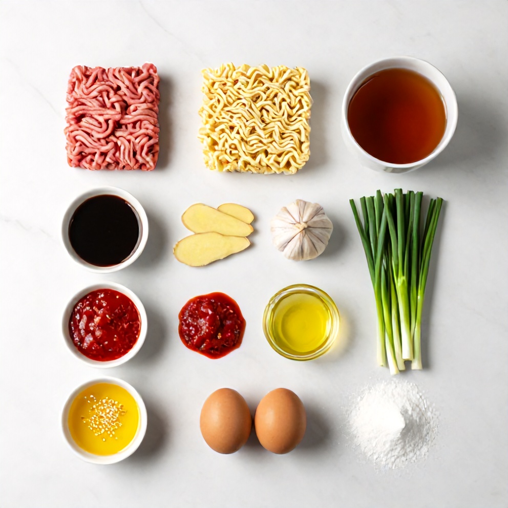 Raw ingredients for Korean Beef Ramen